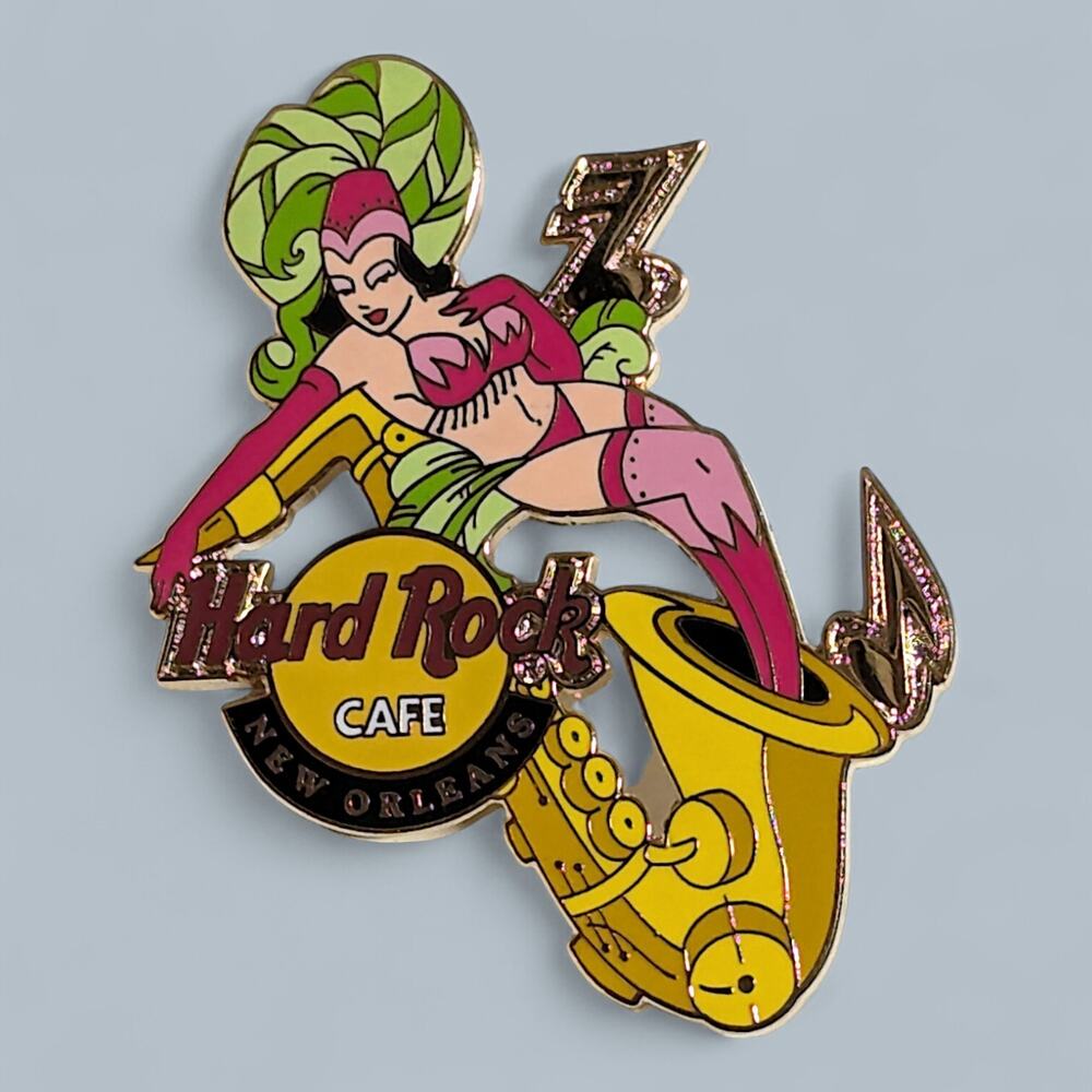 Hard Rock Pin 2005 New Orleans Show Girl In Saxophone Musical Notes